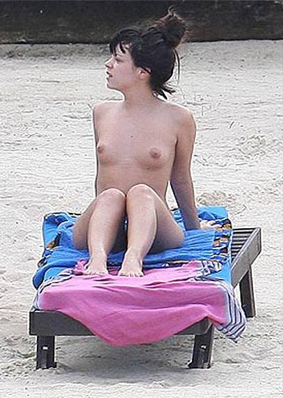 Lily Allen - Topless on a Caribbean beach - x4