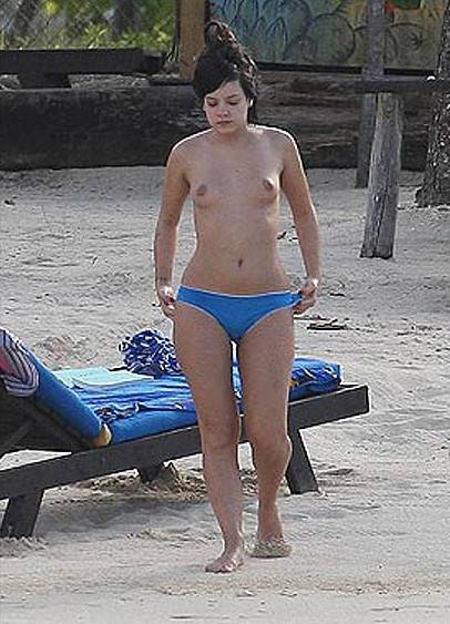 Lily Allen - Topless on a Caribbean beach - x1